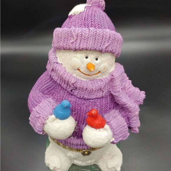 Snowman trinket box with birds - Picture 2 of 8